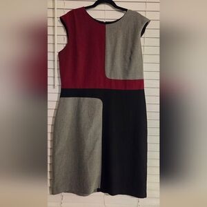 Sandra Darren Dress in Red, Gray, and Black Size 16 EUC